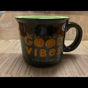 Life is Good coffee mug.  “Good Vibes” with pumpkins.